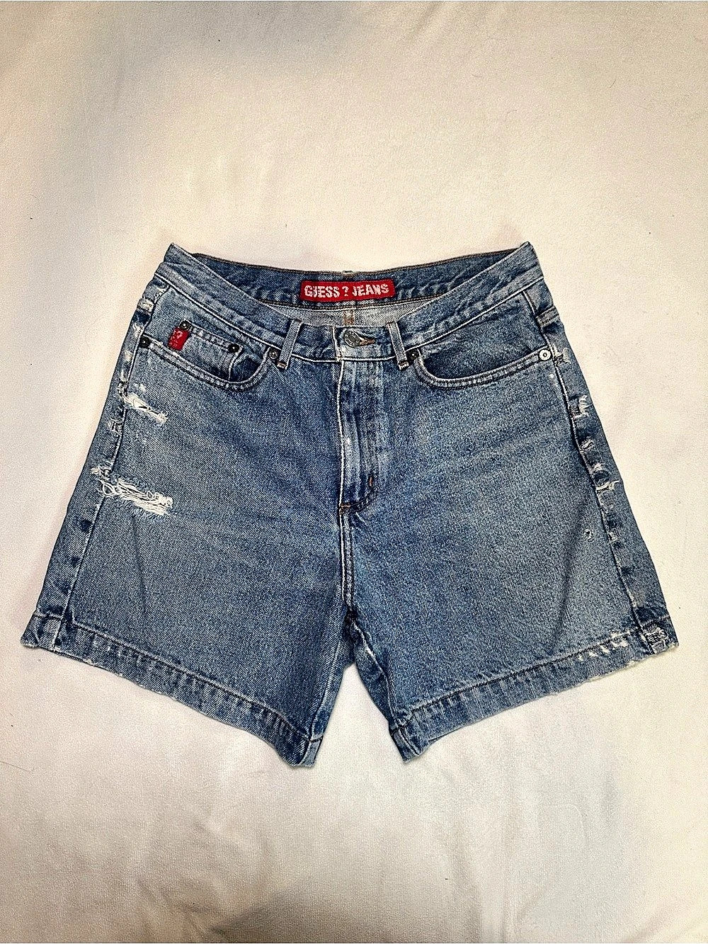 Vintage Guess Jeans Distressed High Rise Denim Shorts Size 29 Y2K